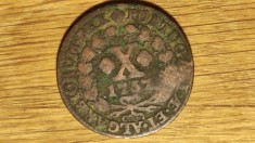 Portugalia - moneda colectie f rara - 10 reis 1757 - Jos&eacute; I - uriasa ⌀ 36mm !