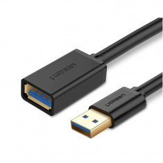 CABLU USB Ugreen prelungitor &amp;amp;quot;US129&amp;amp;quot; USB 3.0 (T) la USB 3.0 (M) conectori auriti 3m negru &amp;amp;quot;30127&amp;amp;quot; (timbru verde 0.18 lei) - 695730 foto