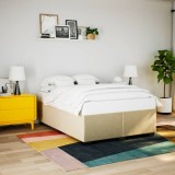VidaXL Cadru de pat fără saltea, crem, 140x200 cm, textil