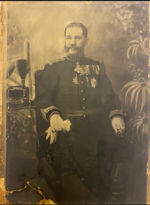 Foto enormă general Iacob LAHOVARY, 100 cm x 75 cm, Sec XIX, atribuită Franz Duschek / armata / Carol I / Regatul Romaniei / razboi / istorie foto