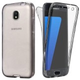 Husa Samsung Galaxy J3 2017 (J330) 360&deg; Full TPU, Protectie Fata Spate, Gri Transparent