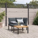 vidaXL Set canapea de grădină, 2 piese, cu perne, negru, aluminiu