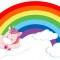 Stickere pereti - Inorog dormind pe curcubeu - 40x90 cm