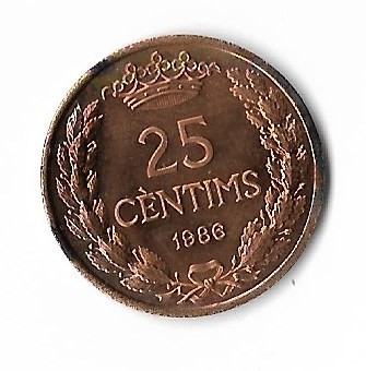 Moneda 25 centims 1986 - Andorra, tiraj: 10000