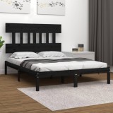 Cumpara ieftin Cadru de pat, negru, 200x200 cm, lemn masiv