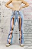 D209RR-411 Pantaloni evazati cu dungi colorate, M, M/L, S/M