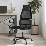 vidaXL Scaun birou reglabil &icirc;n &icirc;nălțime negru piele artificială/plasă