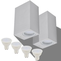 Corp iluminat LED perete exterior 2 buc, patrat, sus/jos