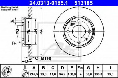 Disc frana CITROEN XSARA (N1) (1997 - 2005) ATE 24.0313-0185.1 foto