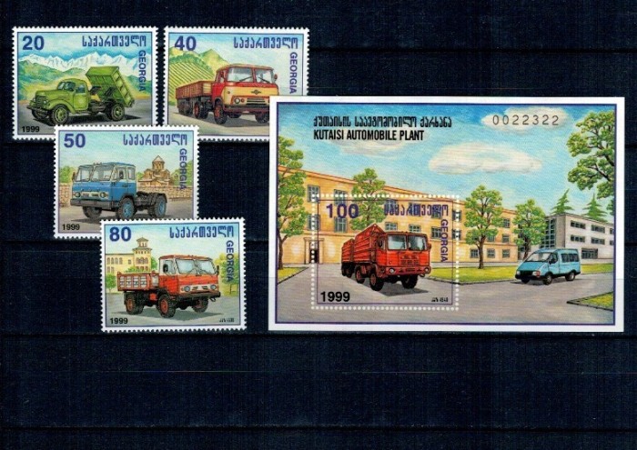 Georgia 1999 - Camioane, transport, serie si colita neuzata