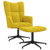 VidaXL Scaun de relaxare cu taburet, galben muștar, catifea