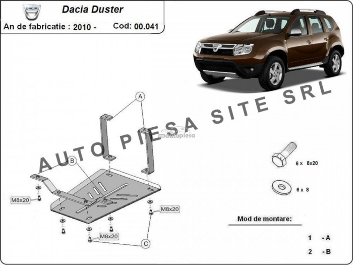 Scut metalic diferential Dacia Duster 4X4 fabricata in perioada 2010 - 2013 APS-00,041