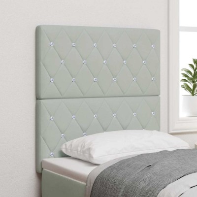 vidaXL Tăblie LED cu lumini cu bandă LED Gri deschis 80 cm Catifea 3338342 foto