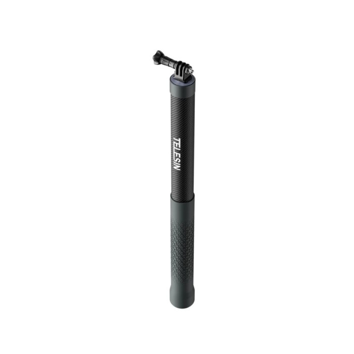 Selfie stick Telesin, compatibil cu GoPro Hero 13,12,11,10, Insta 360 X3, Osmo Action 4, Action 3, invizibil, material carbon, lungime 1.2 metri