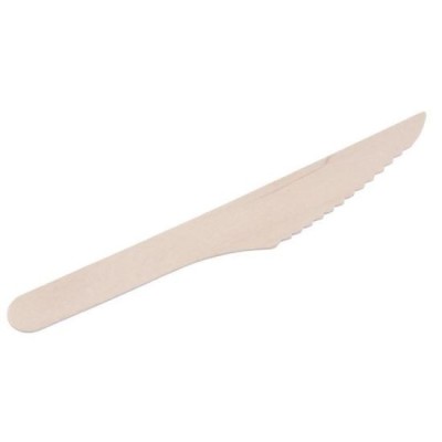 Cutit de unica folosinta, ecologic, lemn, set 100 buc, 16 cm foto