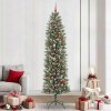 Copac Artificial Slăb de Crăciun cu 300 LED Verde și alb 240 cm