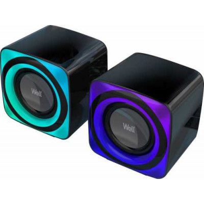 Boxe 2.0 Well, 18 W, difuzor 2 inch, 20 Hz - 20 kHz, 88 dB, 5 V, iluminare RGB, Bluetooth, Black foto