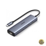 Hub USB-C UGREEN CM512 1 x USB-A 3.2 - 1 x USB-A - 3 x USB-C - 1 x RJ45 Gri