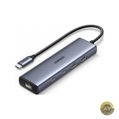 Hub USB-C UGREEN CM512 1 x USB-A 3.2 - 1 x USB-A - 3 x USB-C - 1 x RJ45 Gri
