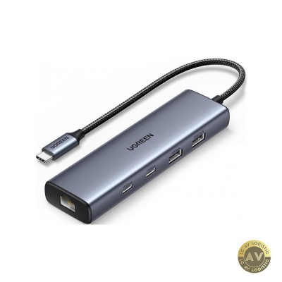 Hub USB-C UGREEN CM512 1 x USB-A 3.2 - 1 x USB-A - 3 x USB-C - 1 x RJ45 Gri foto