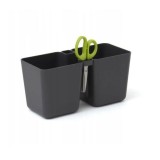 Cumpara ieftin Ghiveci Dublu Antracit Twins Cube Prosperplast, 2.5L, 24.4x11x12cm, Decorativ Flori, Gradina, Ierburi, cu Foarfeca