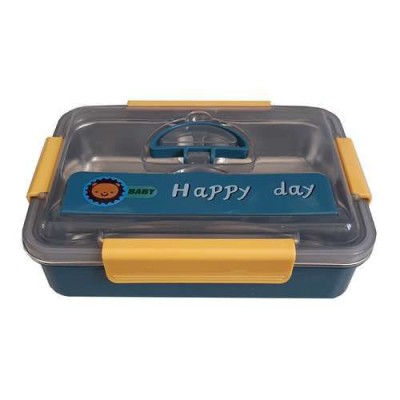 Caserola termica compartimentata din inox pentru copii cu lingurita, 25x18x8, foto