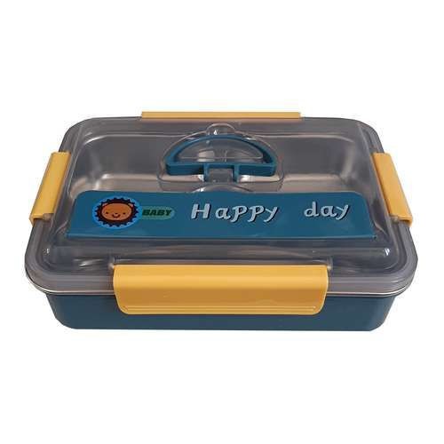 Caserola termica compartimentata din inox pentru copii cu lingurita, 25x18x8,
