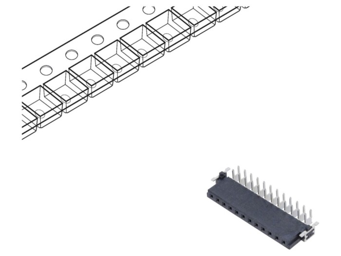 Conector PCB-PCB mamă 12 pini, 2,54mm