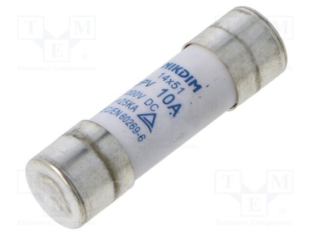 Siguranță cilindrică NIKDIM 10A 1kV DC 14x51mm gPV