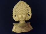 Vintage sculptura/ bust dansatoare Asia, Lemn