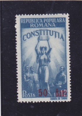 ROMANIA 1952 LP 298 CONSTITUTIA R. P. R. SUPRATIPAR MNH foto