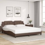 VidaXL Cadru de pat cu tăblie, maro, 180x200 cm, piele ecologică