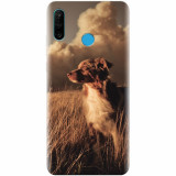 Husa silicon pentru Huawei P30 Lite, Alone Dog Animal In Grass