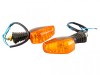 Set Semnalizatoare Moto Negre Revo, 12V, Brat Cauciuc, Prindere M10, Geam Portocaliu