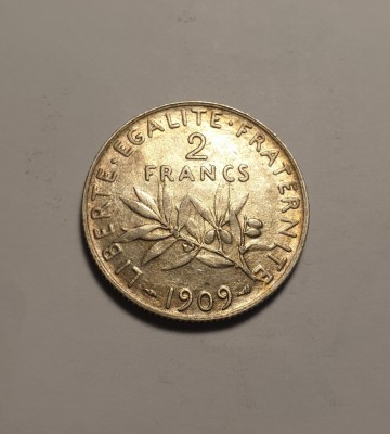 Franta 2 Franci 1909 Aunc Piesa Frumoasa foto