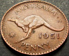 Moneda istorica PENNY - AUSTRALIA, anul 1951 * cod 537, Australia si Oceania