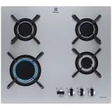 Plita incorporabila Electrolux KGU643723Z, Gaz, 4 arzatoare, Aprindere electrica, Dispozitiv siguranta, Gratare fonta, 60 cm, Inox