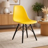 Scaun stil scandinav, Artool, Osaka, PP, lemn, galben si negru, 46x54x81 cm