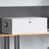 VidaXL Cutie de depozitare, argintiu, 100x55x37 cm, aluminiu 152256