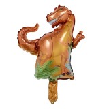 Balon din folie metalizata, flippy, mini figurine dinozauri, model t-rex, tematica aniversare, 48x34 cm, ambalaj individual, pai inclus, umflare cu ae