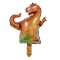 Balon din folie metalizata, flippy, mini figurine dinozauri, model t-rex, tematica aniversare, 48x34 cm, ambalaj individual, pai inclus, umflare cu ae