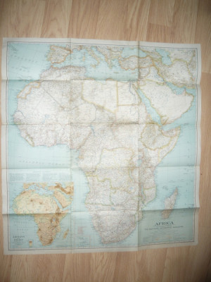 Harta Africii 75x80cm ,-National Geographic 1935 Rute Aeriene si Relief foto