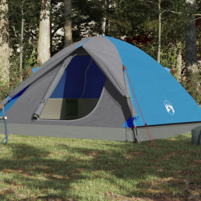 vidaXL Cort de camping cupolă pentru 3 persoane, albastru, impermeabil foto
