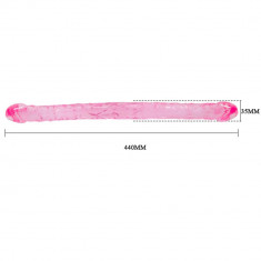 Double Dong - Dildo dublu, roz, 44.5 cm