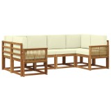 vidaXL Set de canapele de exterior cu pernă 6 pcs Natural și Crem 3385496