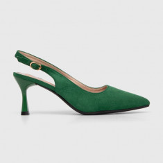 Answear Lab pantofi cu toc culoarea verde