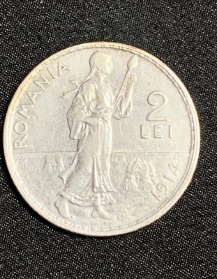 Moneda 2 lei 1914 muchie dreapta foto