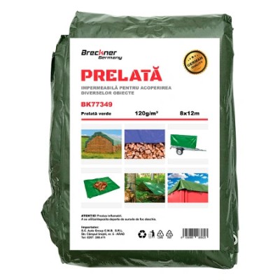 Prelata cu ochiuri de prindere 120g m2 verde 8x12m foto