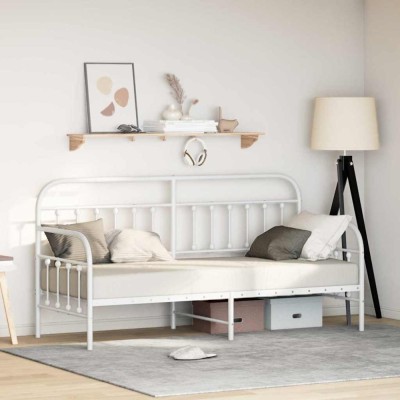 vidaXL Cadru de pat de zi cu headboard Alb 80 x 200 cm Oțel 42002643 foto