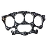 Pumnal tip box, din metal, rozeta autoaparare, model oase, negru